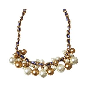 Dillard's Gold Chain, Faux Pearl's, Beaded Plaid, Gingham Ribbon Detail …